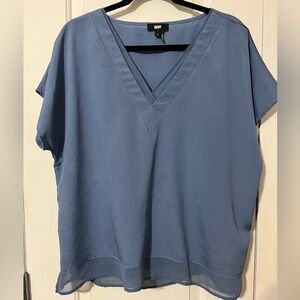 DKNY Blue V-Neck Blouse